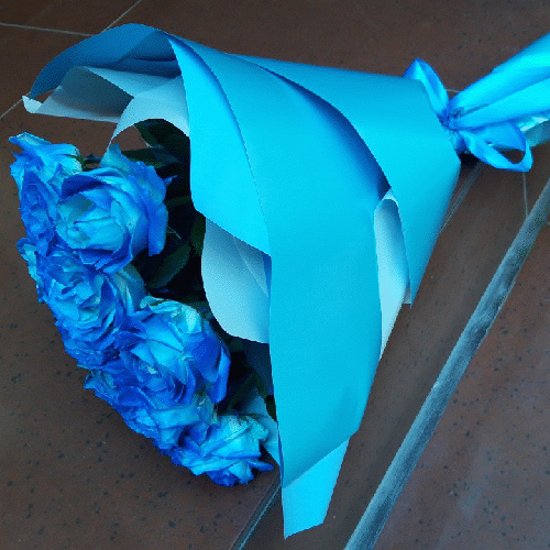 Фото товару 17 синіх троянд (фарбованих)