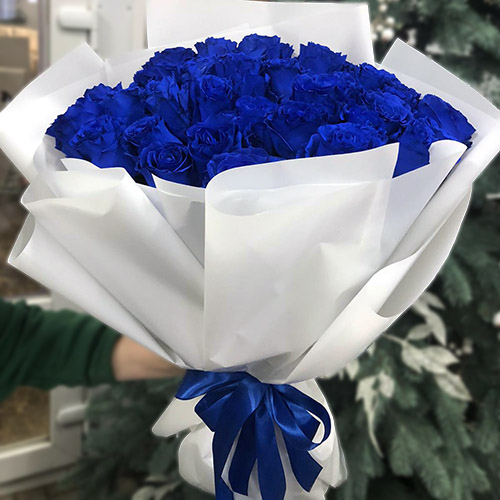Фото товара 33 блакитні імпортні троянди Еквадор у Івано-Франківську
